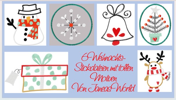 Bild 1 von 6 Weihnachts-Stickdateien Janeas World Snow in verschiedenen Größen  / (Größe  ) 18x13