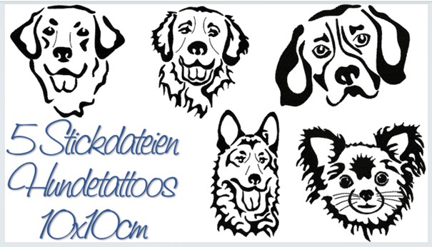 Bild 1 von Hundetattoos Set Nr. 1 - 10x10 oder 18x13cm  / (Größe) 10x10 5 Dateien