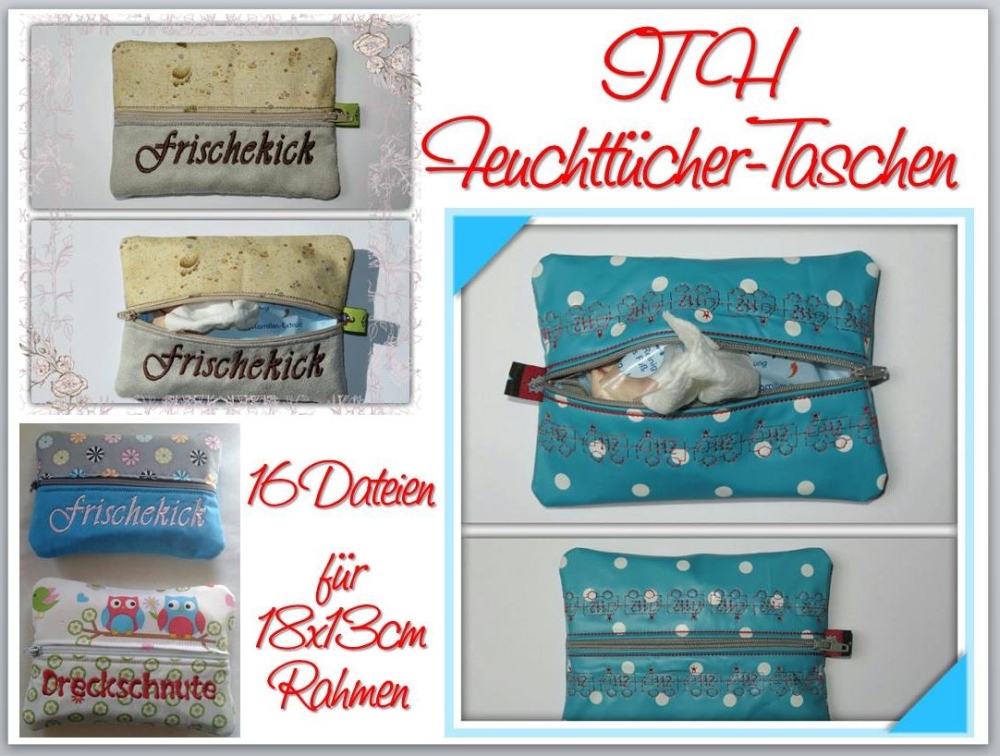 Bild 1 von ITH Feuchttüchertaschen 18x13 , 26x16 oder 30x18cm  - je 16 Dateien!  / (Größe) 18x13