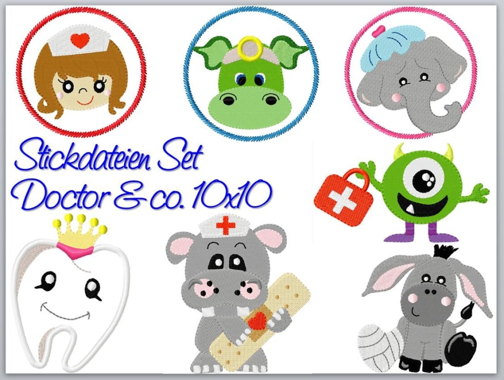 Bild 1 von Doctor & Co - 7 Stickdateien zwischen 7,5 und 9,3cm
