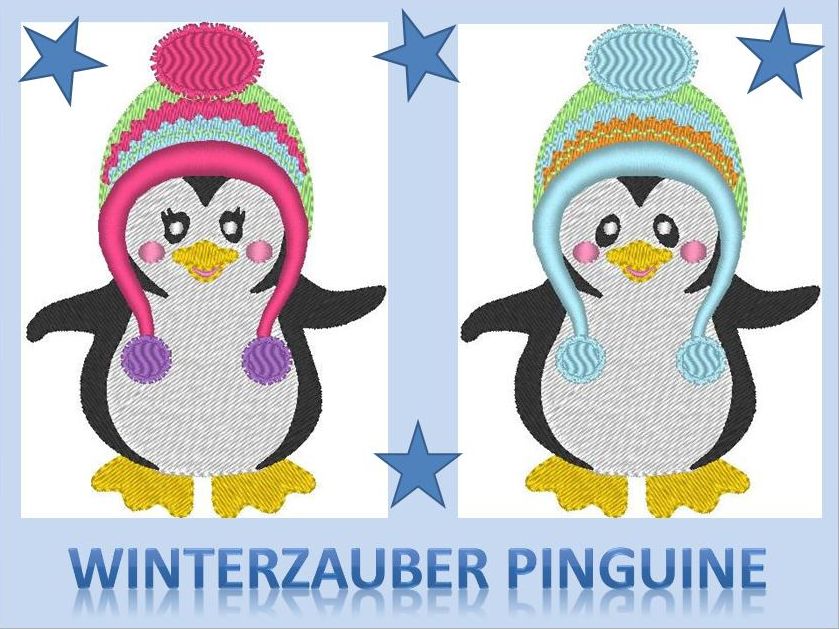 Bild 1 von Set Pinguine Winterzauber 10cm Füllstich oder 18x13cm Applikationen  / (Größe  ) 10x10cm Füllstich