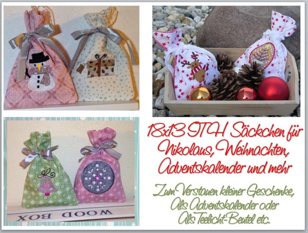 Bild 1 von ITH Weihnachtssäckchen für Adventskalender und mehr in verschiedenen Größen  / (Größe  ) 18x13