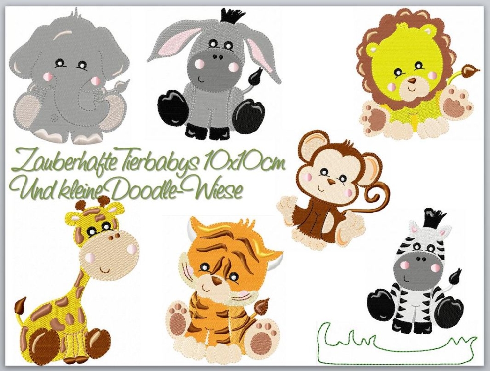 Bild 1 von Tierbabies für Puschen und 10x10cm - 3 verschiedene Sets! Tierbabys  / (Größe) 10x10 Füllstich
