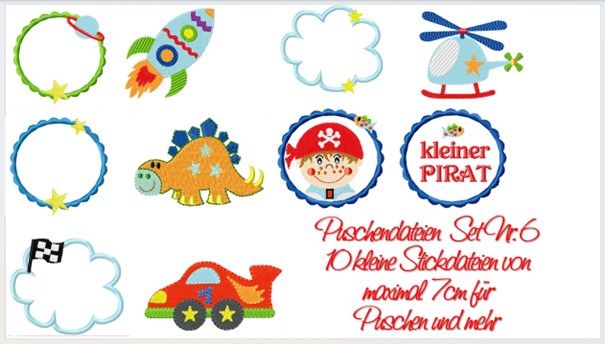 Bild 1 von Puschendateien Set Nr. 6 - 10 kleine Motive bis zu 7cm