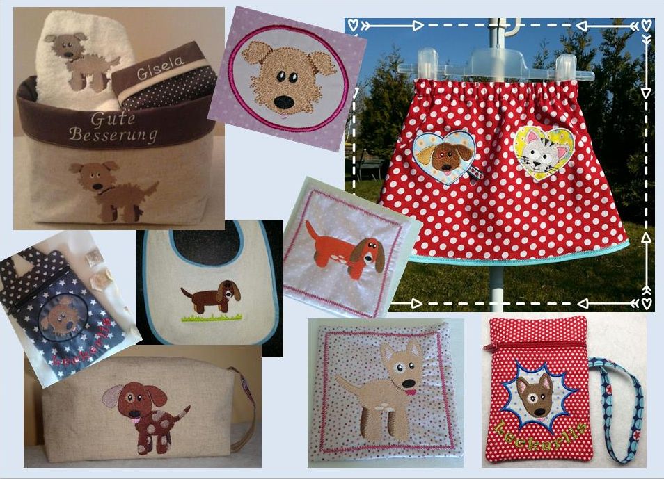 Bild 1 von Hund und Katz Set von 19 Stickdateien 5-10cm für den 10x10cm Stickrahmen