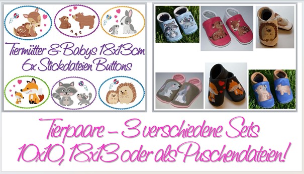 Bild 1 von Tierpaare - verschiedene Sets für Puschen, 10er und 18x13cm Stickrahmen!