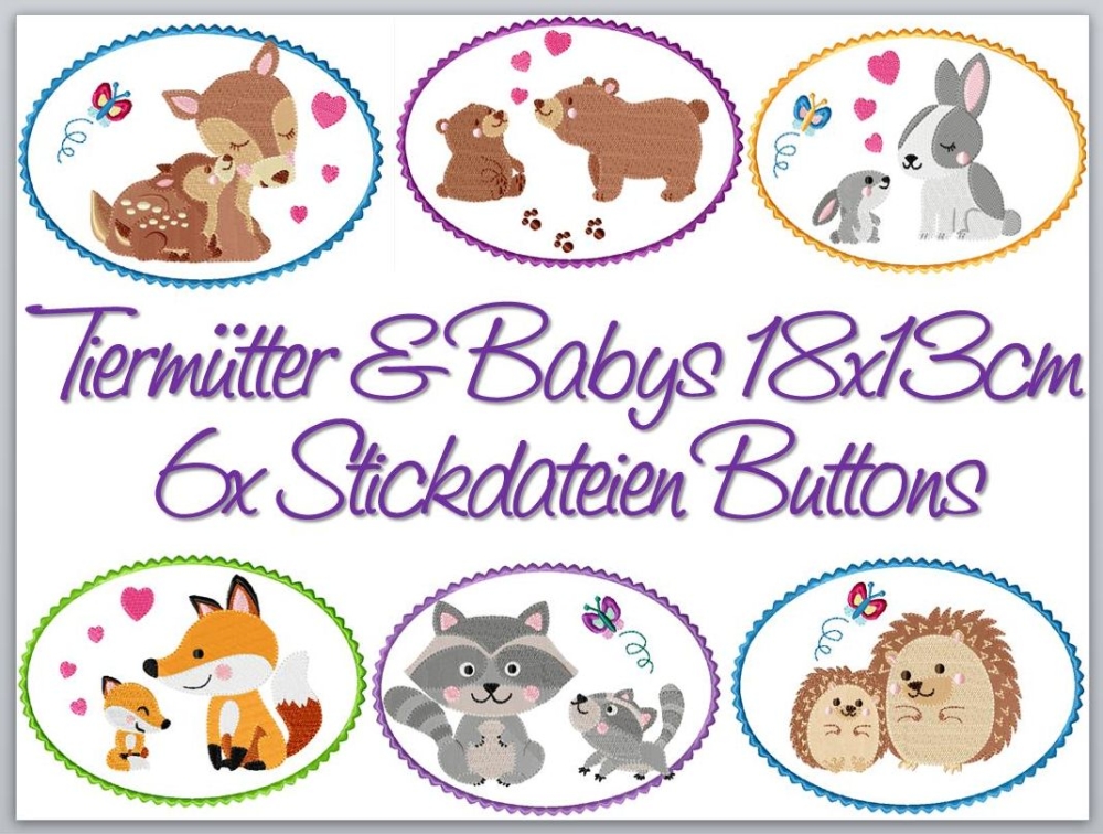 Bild 1 von Tierpaare - verschiedene Sets für Puschen, 10er und 18x13cm Stickrahmen!  / (Größe) 18x13 - 6 Dateien