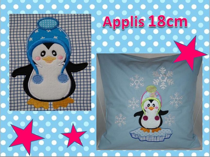 Bild 1 von Set Pinguine Winterzauber 10cm Füllstich oder 18x13cm Applikationen  / (Größe  ) 18x13cm Applikationen