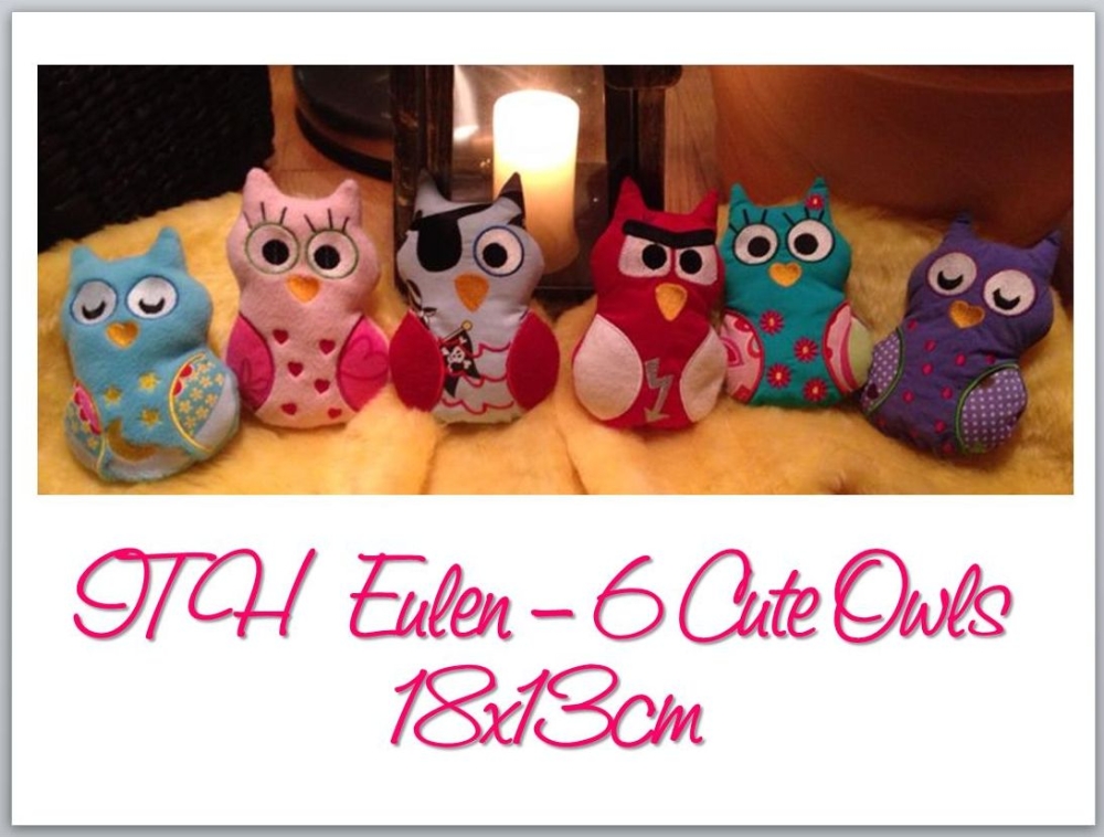 Bild 1 von ITH Eulen  - 6 cute owls - 6 Eulen in verschiedenen Größen  / (Größe) 18x13