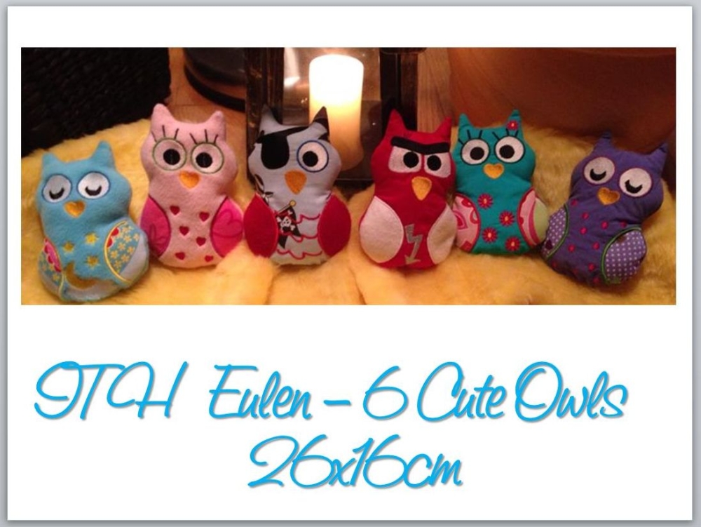 Bild 1 von ITH Eulen  - 6 cute owls - 6 Eulen in verschiedenen Größen  / (Größe) 26x16