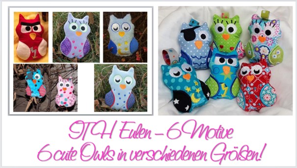 Bild 1 von ITH Eulen  - 6 cute owls - 6 Eulen in verschiedenen Größen