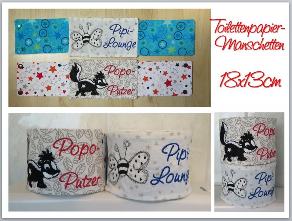 Bild 1 von ITH Klopapier Manschetten Klorollen Stinktiere  / (Größe und Design) 18x13 Stinktiere