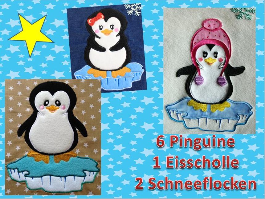 Bild 1 von Set Pinguine Winterzauber 10cm Füllstich oder 18x13cm Applikationen  / (Größe  ) 18x13cm Applikationen