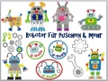 Bild 1 von Roboter Stickdateien - verschiedene Sets 10x10 und Puschen sowie 2 Taschenblätter  / (Größe) Puschenset